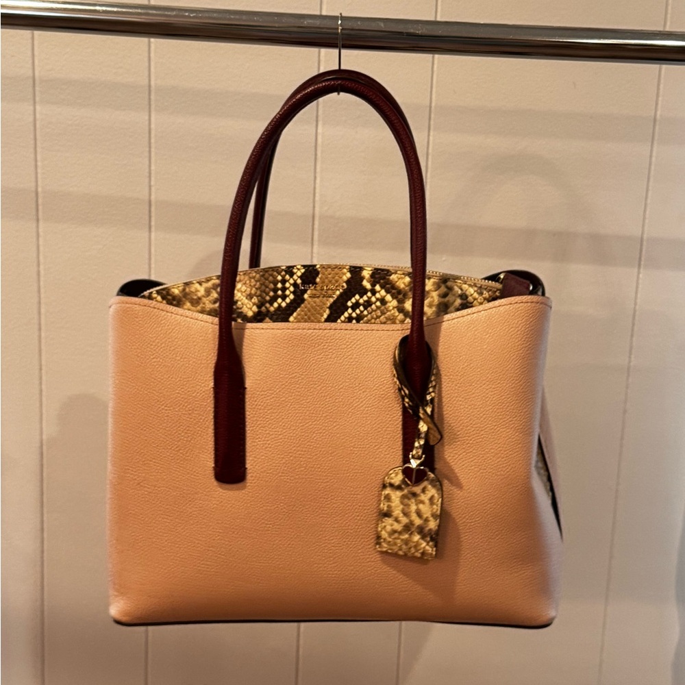 Kate Spade Pink and Brown Tote with Animal Print Lining